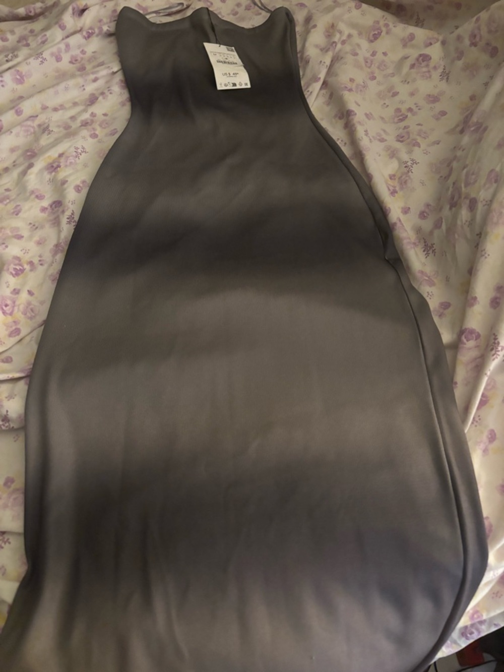 Zara Taupe Ribbed Slip Dress